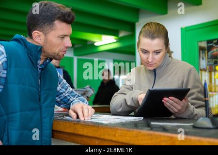 portrait of woman working in warehouse Stock Photo