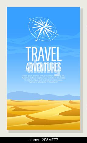 Flyer. Sand Desert vertical landscape. Vector illustration Stock Vector