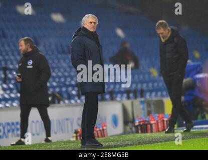 Amex Stadium, Brighton, 31st Jan 2021  Tottenham's Manager Jose Mourinho during their Premier League match against Brighton & Hove Albion Picture Credit : © Mark Pain / Alamy Live News Stock Photo