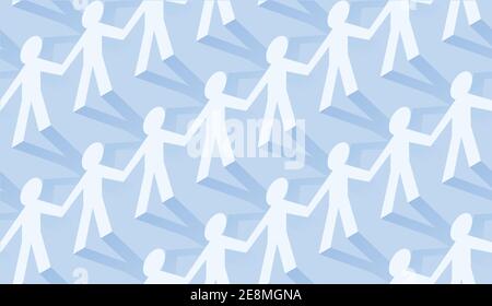 Paper people seamless pattern. Stock Vector