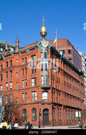 beautiful old brick building with a clock in Washington DC Stock Photo