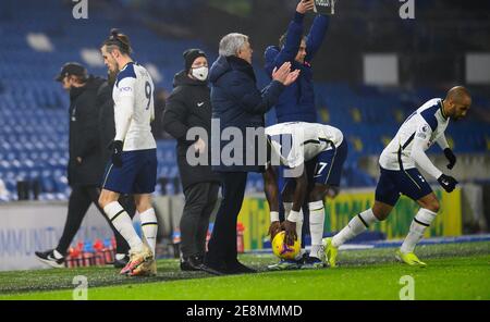 Amex Stadium, Brighton, 31st Jan 2021  Tottenham's Gareth Bale is substituted during their Premier League match against Brighton & Hove Albion Picture Credit : © Mark Pain / Alamy Live News Stock Photo