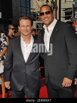 'Actors Christian Slater and Dwayne ''The Rock'' Johnson attend the 2007 ESPY Awards held at the Kodak Theatre on Hollywood Boulevard in Los Angeles, CA, USA on July 11, 2007. Photo by Lionel Hahn/ABACAPRESS.COM' Stock Photo