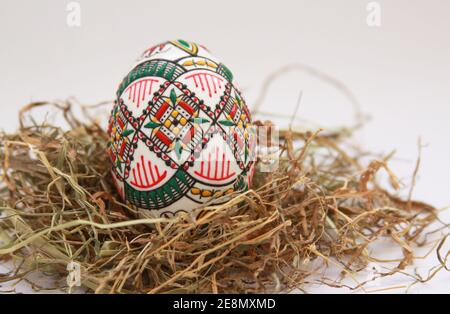 Isolated traditional handmade Easter eggs vintage decoration on