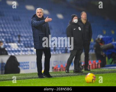 Amex Stadium, Brighton, 31st Jan 2021  Tottenham's Manager Jose Mourinho during their Premier League match against Brighton & Hove Albion Picture Credit : © Mark Pain / Alamy Live News Stock Photo