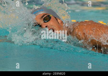 Italy's Luca Marin competes on men's 400 meters Medley heats during the Swimming Open EDF at Lagardere club, in Paris, France, on August 2, 2007. Photo Stephane Kempinaire/Cameleon/ABACAPRESS.COM Stock Photo