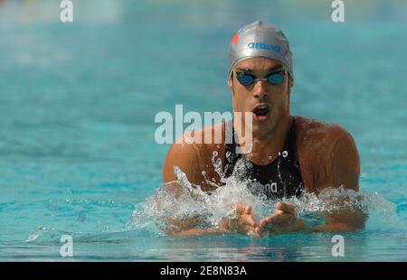 Italy's Luca Marin competes on men's 400 meters Medley heats during the Swimming Open EDF at Lagardere club, in Paris, France, on August 2, 2007. Photo Stephane Kempinaire/Cameleon/ABACAPRESS.COM Stock Photo