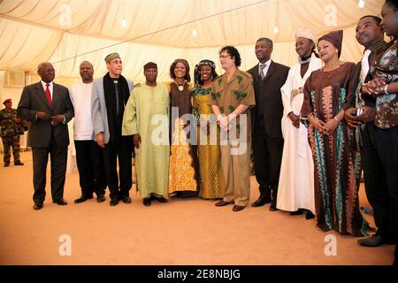 Libyan leader Colonel Moammar Gadhafi receives a delegation of various international associations for talks about PanAfrica in Syrthe, Lybia on April 30, 2007. Photo by Mauricio Sacco/ABACAPRESS.COM Stock Photo