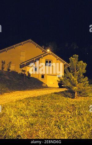 Picture of the house in the Alpine city of Albertville, France, dated on August 23, 2007, where French police discovered the bodies of three newborn babies in a suitcase and a box. The mother, Virginie Labrosse, a 36-year-old woman living in this house, told police she had given birth to the babies on her own and hidden them from her partner. Photo by Jules Motte/ABACAPRESS.COM Stock Photo