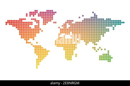 Colorful world map mosaic of small dots. Vector illustration. Stock Vector