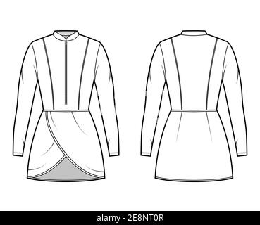Henley top technical fashion illustration with loose silhouette, regular  colar, sleeveless, gentle pleats. Flat blouse apparel template front, white  color. Women, men unisex shirt CAD mockup Stock Vector Image & Art 