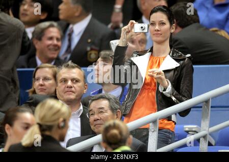 Jean-Charles de Castelbajac and his wife Mareva Galanter attend the rugby union World Cup opening match France vs Argentina at the stade de France in Saint-Denis outside Paris, France on September 7, 2007. The rugby World Cup will run in France untill 20 October 2007. Photo by Pool Rugby 2007/ABACAPRESS.COM Stock Photo