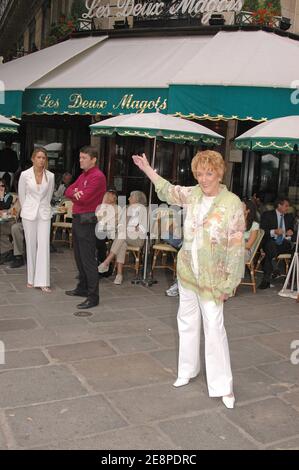 EXCLUSIVE. US actress Jeanne Cooper from 'The Young and The Restless' (Les Feux de l'Amour) poses in the streets of Saint-Germain-des-Pres in Paris, France, July 5, 2005. Photo by Denis Guignebourg/ABACAPRESS.COM Stock Photo