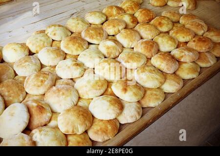 fresh bread loafs in Novi Pazar, Serbia Stock Photo