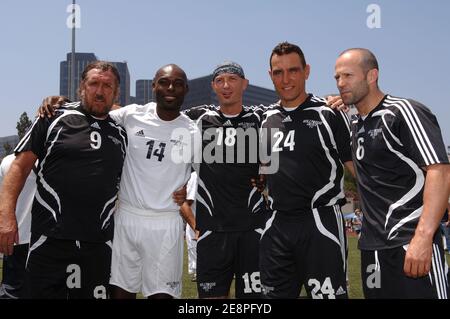 Steve Jones, Jimmy Jean-Louis, Frank Leboeuf, Vinnie Jones and Jason Statham attend 'Soccer for Survivors' a football game host by The Hollywood United Football Club to benefit the Program for Torture Victims the Hollywood United Youth Soccer Association. Los Angeles, July 22, 2007. (Pictured: Steve Jones, Jimmy Jean-Louis, Frank Leboeuf, Vinnie Jones, Jason Statham). Photo by Lionel Hahn/ABACAPRESS.COM Stock Photo