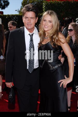 Charlie Sheen and Brooke Allen attending the 59th Annual Primetime Emmy Awards held at the Shrine Auditorium. Los Angeles, CA, USA September 16, 2007. (Pictured: Charlie Sheen , Brooke Allen). Photo by Lionel Hahn/ABACAUSA.com Stock Photo