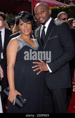 Omar Epps and wife Keisha Spivey attending the 59th Annual Primetime Emmy Awards held at the Shrine Auditorium. Los Angeles, CA, USA September 16, 2007. (Pictured: Keisha Spivey, Omar Epps). Photo by Lionel Hahn/ABACAUSA.com Stock Photo