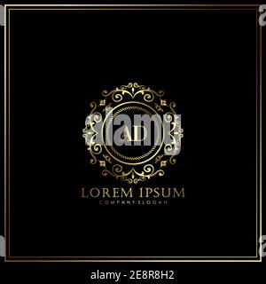 AD Initial Letter Luxury Logo template in vector for Restaurant, Royalty, Boutique, Cafe, Hotel, Heraldic, Jewelry, Fashion and other vector illustrat Stock Vector