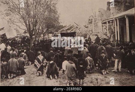 Misa al aire libre-Terremoto Valparaíso 1906. Stock Photo