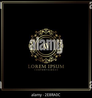 AV Initial Letter Luxury Logo template in vector for Restaurant, Royalty, Boutique, Cafe, Hotel, Heraldic, Jewelry, Fashion and other vector illustrat Stock Vector