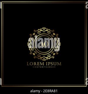 AO Initial Letter Luxury Logo template in vector for Restaurant, Royalty, Boutique, Cafe, Hotel, Heraldic, Jewelry, Fashion and other vector illustrat Stock Vector
