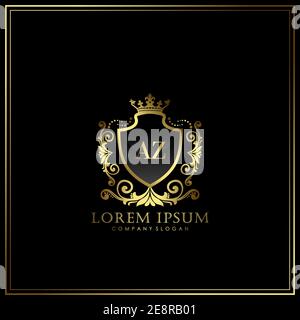 AZ Initial Letter Luxury Logo template in vector for Restaurant, Royalty, Boutique, Cafe, Hotel, Heraldic, Jewelry, Fashion and other vector illustrat Stock Vector