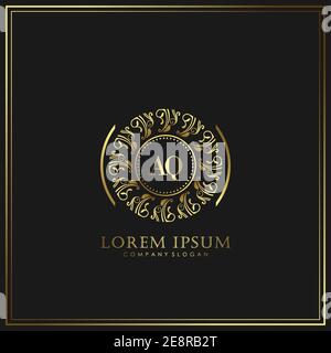AQ Initial Letter Luxury Logo template in vector for Restaurant, Royalty, Boutique, Cafe, Hotel, Heraldic, Jewelry, Fashion and other vector illustrat Stock Vector