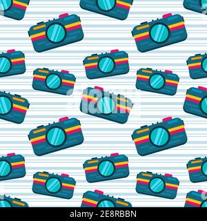 pocket camera seamless pattern vector illustration Stock Vector