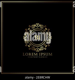 BI Initial Letter Luxury Logo template in vector for Restaurant, Royalty, Boutique, Cafe, Hotel, Heraldic, Jewelry, Fashion and other vector illustrat Stock Vector