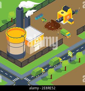 Waste recycling plant work sorting garbage vector Stock Vector Image ...