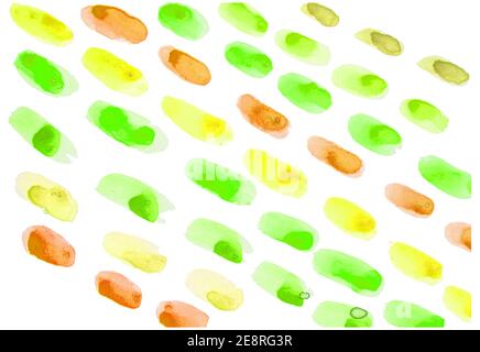 Watercolor rows drawn with a brush consisting of watercolor strokes in shades of trendy warm tones on a white background, minimalism. Stock Photo