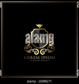 CQ Initial Letter Luxury Logo template in vector for Restaurant, Royalty, Boutique, Cafe, Hotel, Heraldic, Jewelry, Fashion and other vector illustrat Stock Vector