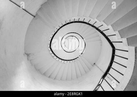 Spiral staircase in black and white. Stock Photo