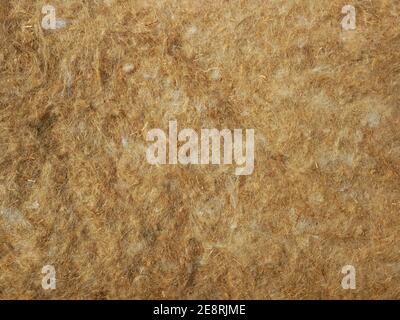 Lots of raw flax fibers, felt made from natural linen fibre and safe to handle, for use as insulation in residential and other homes, material inhibit Stock Photo