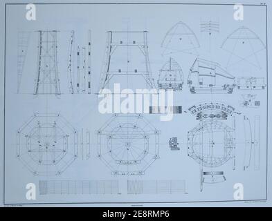 Molen achtkante molen tekening. Stock Photo