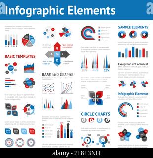 Business infographic elements set with dot bar pie line charts vector illustration Stock Vector