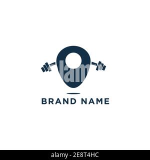 Map Location fitness gym sport vector logo design Stock Vector