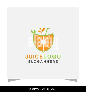 fruit fresh orange juice vector logo design Stock Vector