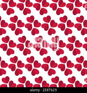 Red heart seamless vector pattern on a white background Stock Vector