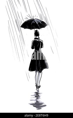 Girl with umbrella in rain☔💦 | Umbrella drawing, Dark background  wallpaper, Girl holding umbrella drawing reference