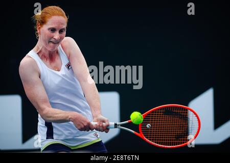 Alison Van Uytvanck (WTA 65) during a tennis match between Alison Van Uytvanck vs Taiwanese Su-Wei Hsieh, in the first round of the women's singles at Stock Photo
