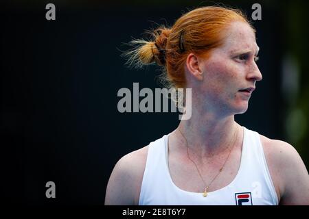 Alison Van Uytvanck (WTA 65) during a tennis match between Alison Van Uytvanck vs Taiwanese Su-Wei Hsieh, in the first round of the women's singles at Stock Photo