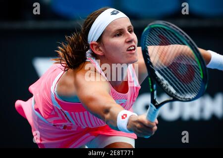Greet Minnen (WTA 110) during her opening tennis match between Belgian Greet Minnen and Serbian Olga Danilovic, in the first round of the women's sing Stock Photo