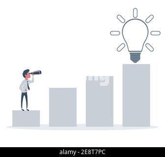 Businessman searches for a new horizon, a new business opportunities and new ideas. Stock Vector