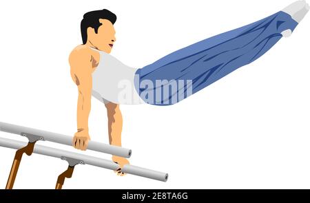 Gymnastics on parallel bars. 3d vector illustration Stock Vector