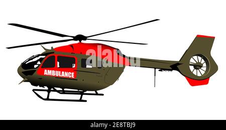 Ambulance or army helicopter. Vector 3d illustration Stock Vector