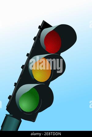 Traffic lights. Red signal. Yellow signal. Green signal Stock Vector