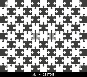 Jigsaw Puzzle grid template, black and white. Vector illustration. Stock Vector