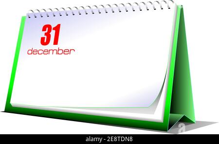 Vector illustration of desk calendar. 31 december. New Year night Stock Vector