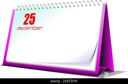 Vector illustration of desk calendar. 25 december. Christmas Stock Vector